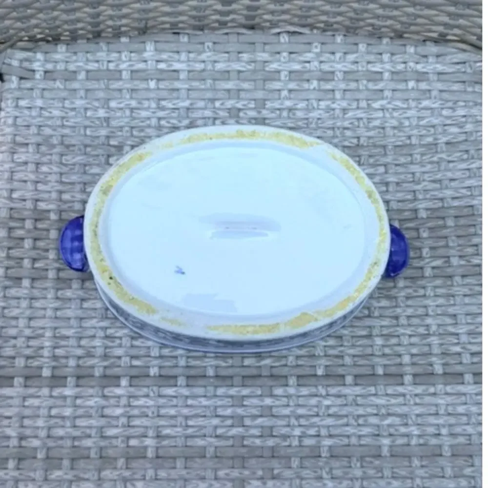 Blue & White Porcelain Chinoiserie Oval Cachepot Planter